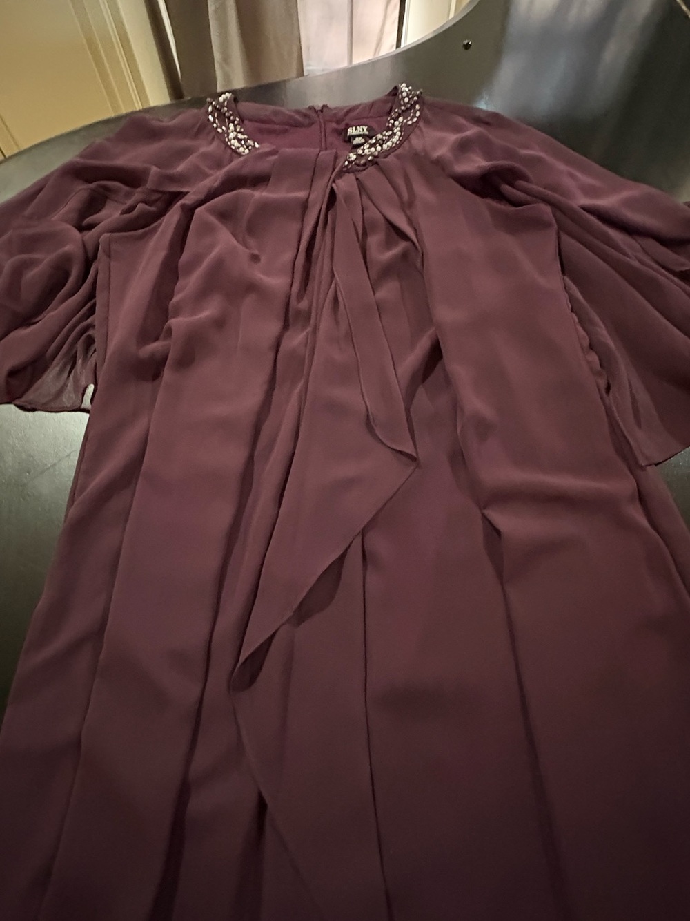 SLNY Dark Plum Beaded-Neck Evening Gown NWOT - Picture 9 of 16